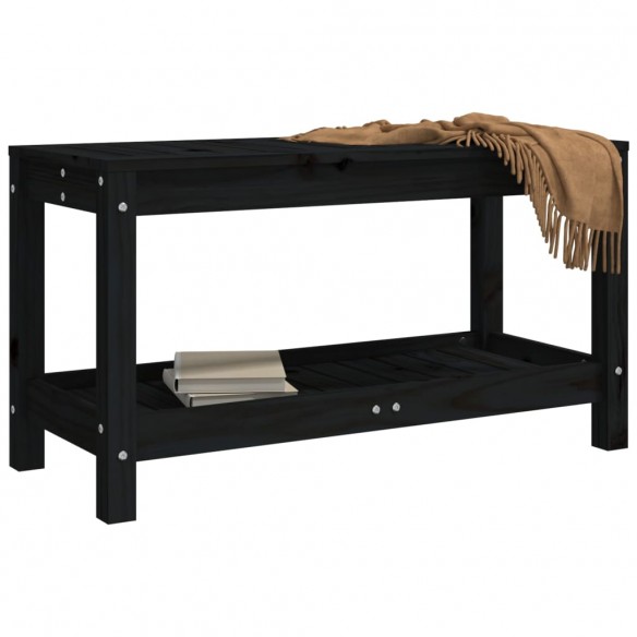 Banc de jardin noir 82,5x35x45 cm bois massif de pin