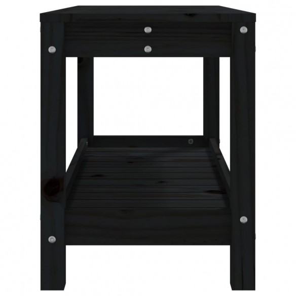 Banc de jardin noir 82,5x35x45 cm bois massif de pin