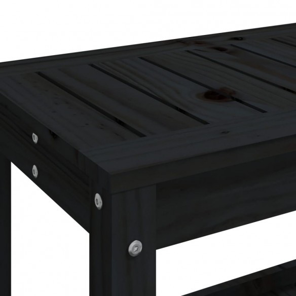 Banc de jardin noir 82,5x35x45 cm bois massif de pin