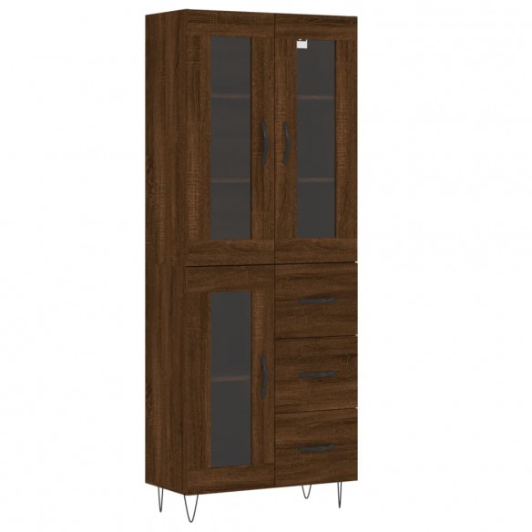 Buffet haut Chêne marron 69,5x34x180 cm Bois d'ingénierie