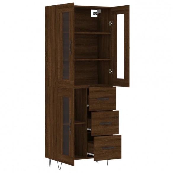 Buffet haut Chêne marron 69,5x34x180 cm Bois d'ingénierie