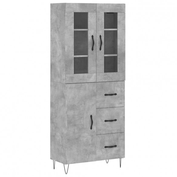 Buffet haut Gris béton 69,5x34x180 cm Bois d'ingénierie