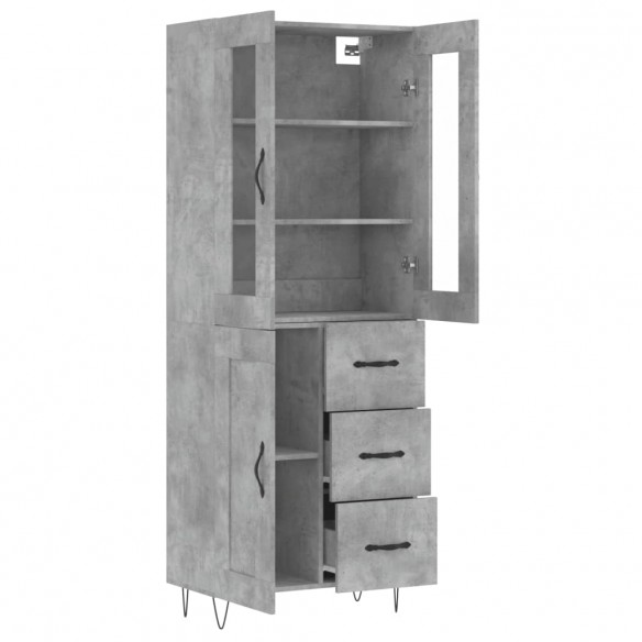 Buffet haut Gris béton 69,5x34x180 cm Bois d'ingénierie