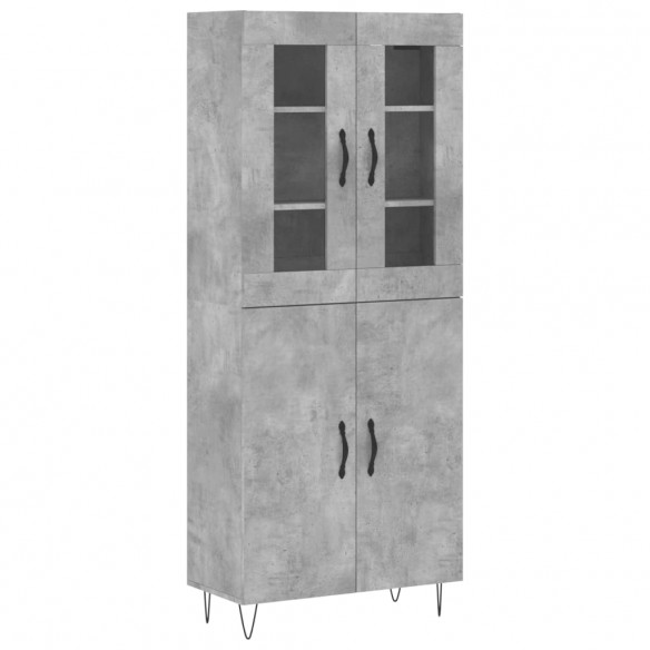 Buffet haut Gris béton 69,5x34x180 cm Bois d'ingénierie