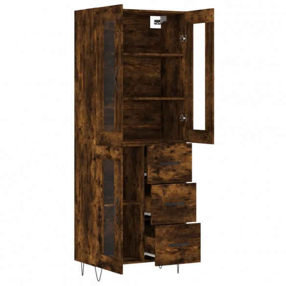 Buffet haut Chêne fumé 69,5x34x180 cm Bois d'ingénierie