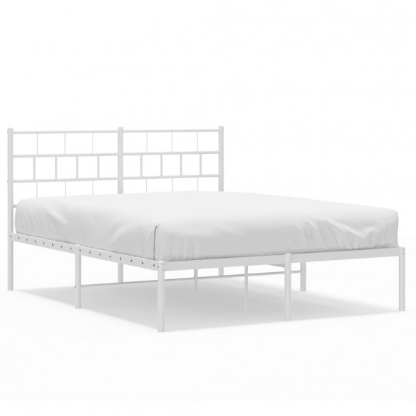 Cadre de lit métal avec tête de lit blanc 120x200 cm