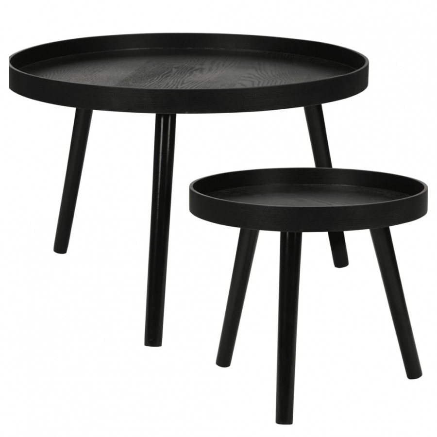 Home&Styling Ensemble de 2 tables d'appoint rond noir