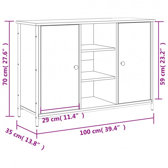 Buffet noir 100x35x70 cm bois d'ingénierie