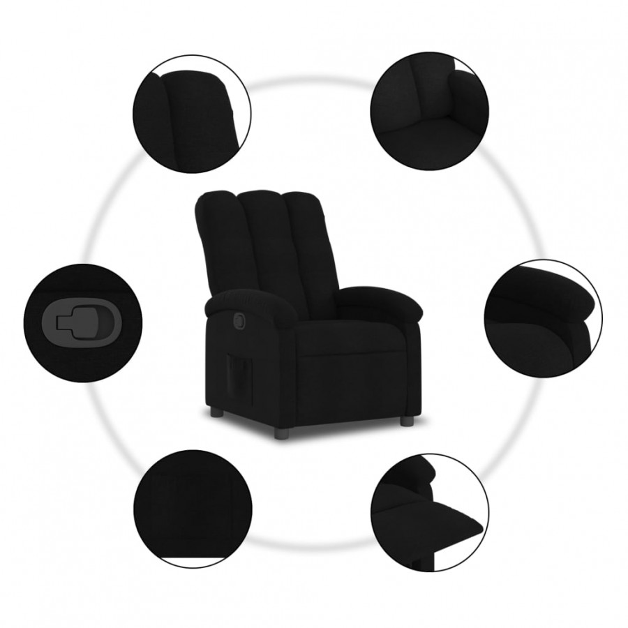Fauteuil inclinable Noir Tissu Fauteuil inclinable Noir Tissu