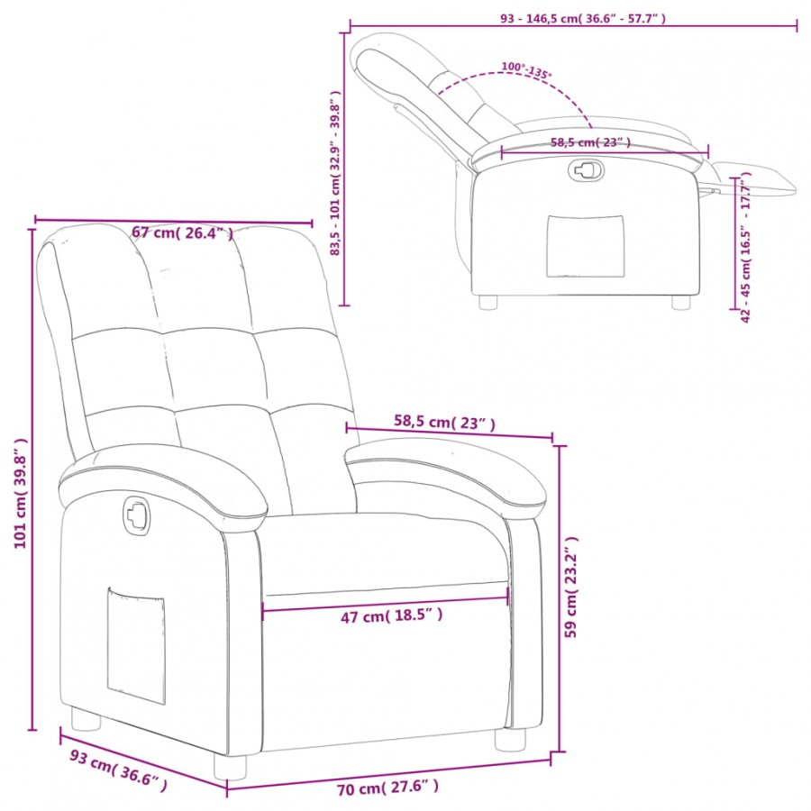 Fauteuil inclinable Noir Tissu Fauteuil inclinable Noir Tissu