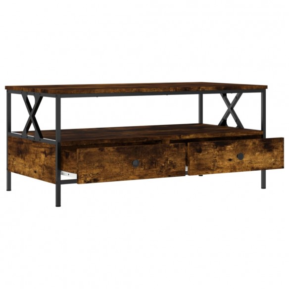 Table basse chêne fumé 100x51x45 cm bois d'ingénierie