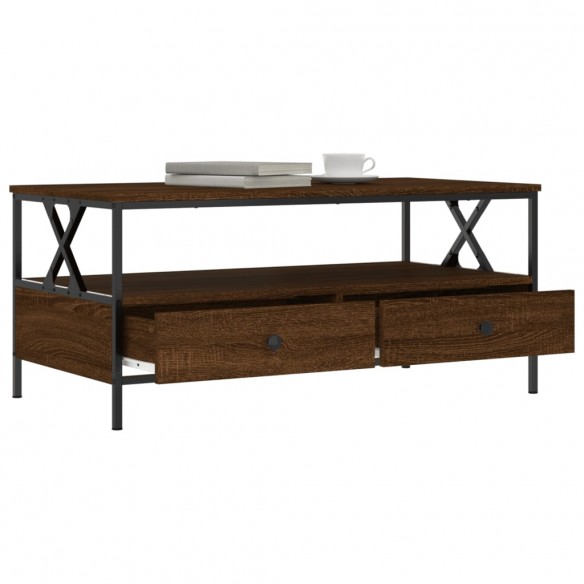 Table basse chêne marron 100x51x45 cm bois d'ingénierie