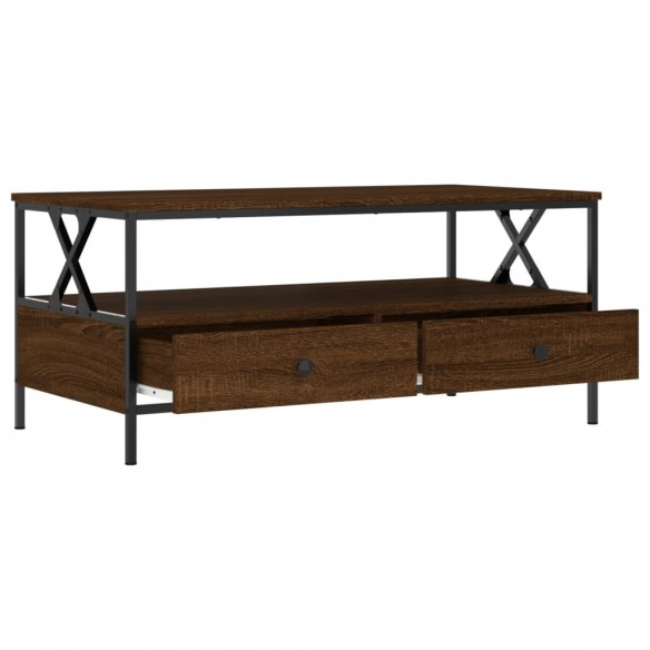 Table basse chêne marron 100x51x45 cm bois d'ingénierie