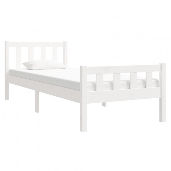 Cadre de lit blanc bois massif 90x190 cm simple