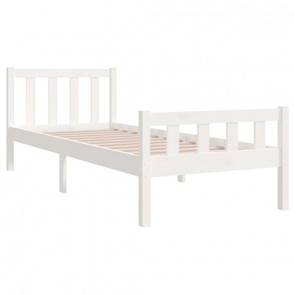 Cadre de lit blanc bois massif 90x190 cm simple