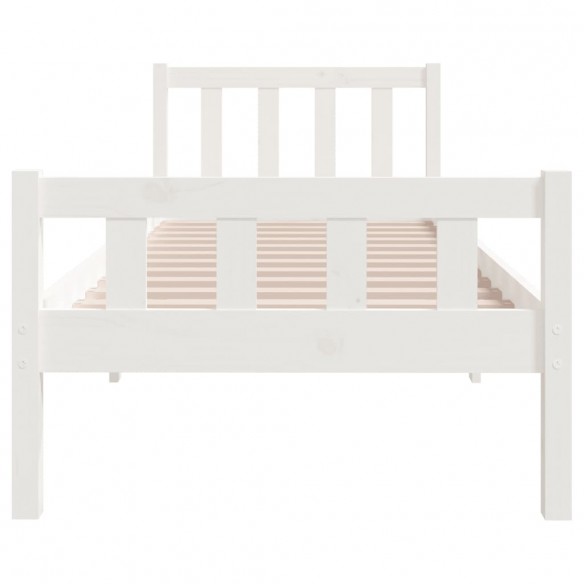 Cadre de lit blanc bois massif 90x190 cm simple