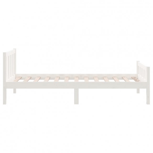 Cadre de lit blanc bois massif 90x190 cm simple