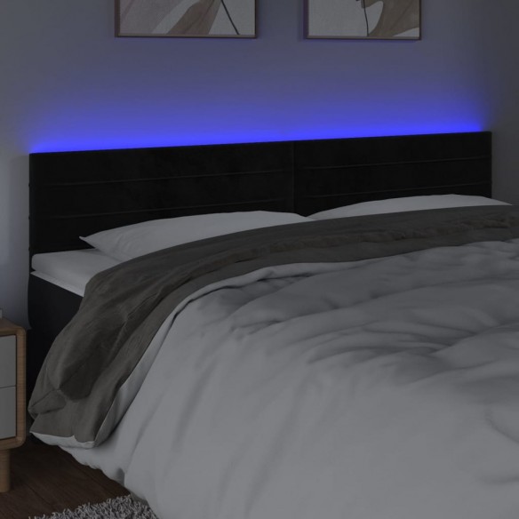 Tête de lit à LED Noir 160x5x78/88 cm Velours