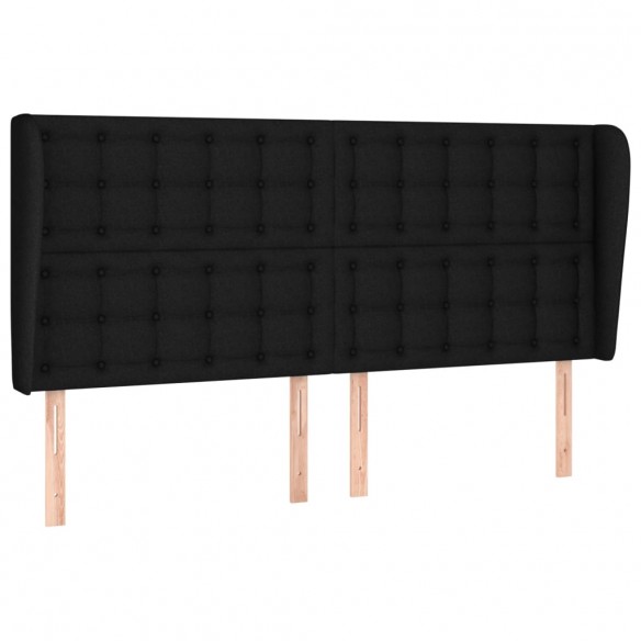 Tête de lit avec oreilles Noir 203x23x118/128 cm Tissu