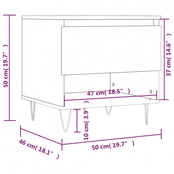Table basse blanc 50x46x50 cm bois d’ingénierie