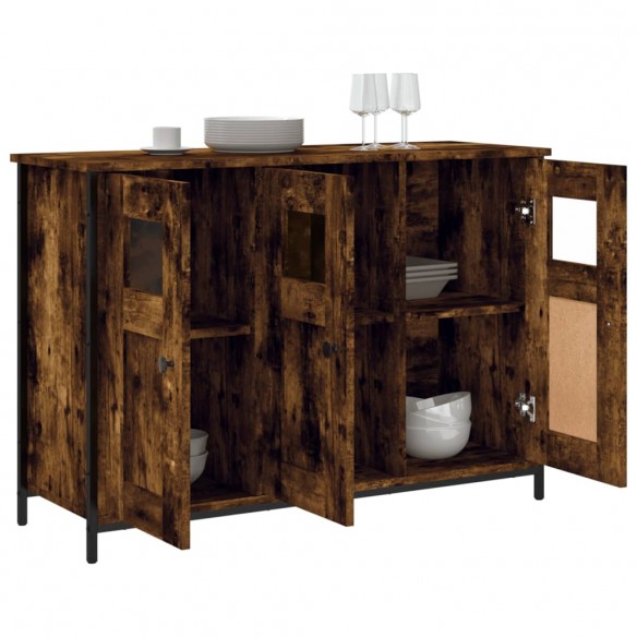 Buffet chêne fumé 100x35x70 cm bois d'ingénierie