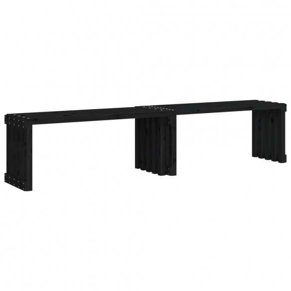 Banc de jardin extensible noir 212,5x40,5x45 cm bois massif pin