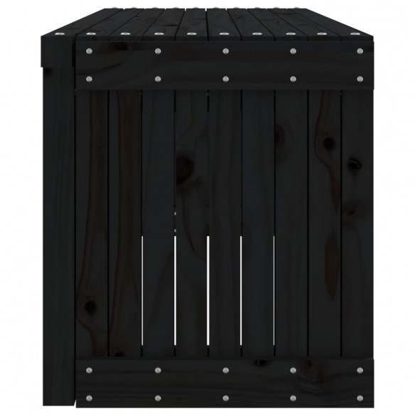 Banc de jardin extensible noir 212,5x40,5x45 cm bois massif pin