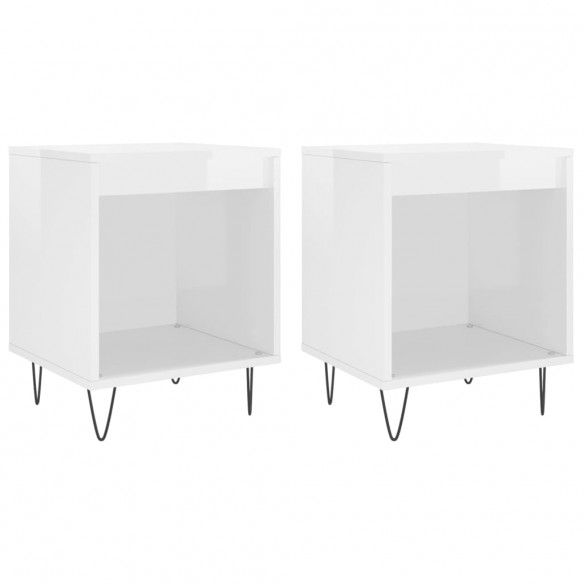 Tables de chevet 2 pcs blanc brillant 40x35x50 cm