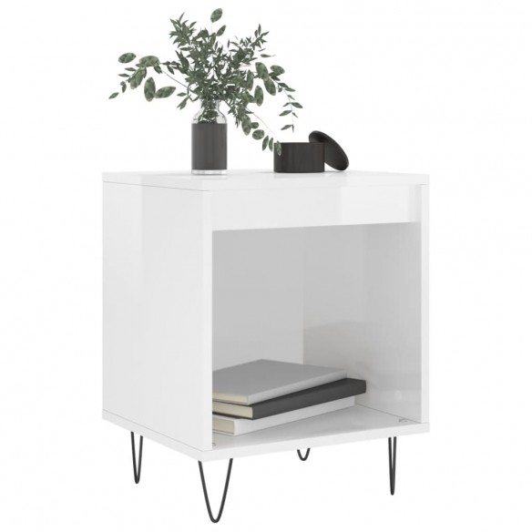 Tables de chevet 2 pcs blanc brillant 40x35x50 cm