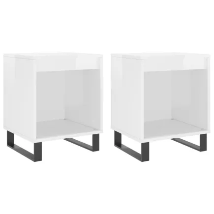 Tables de chevet 2 pcs blanc brillant 40x35x50 cm 2