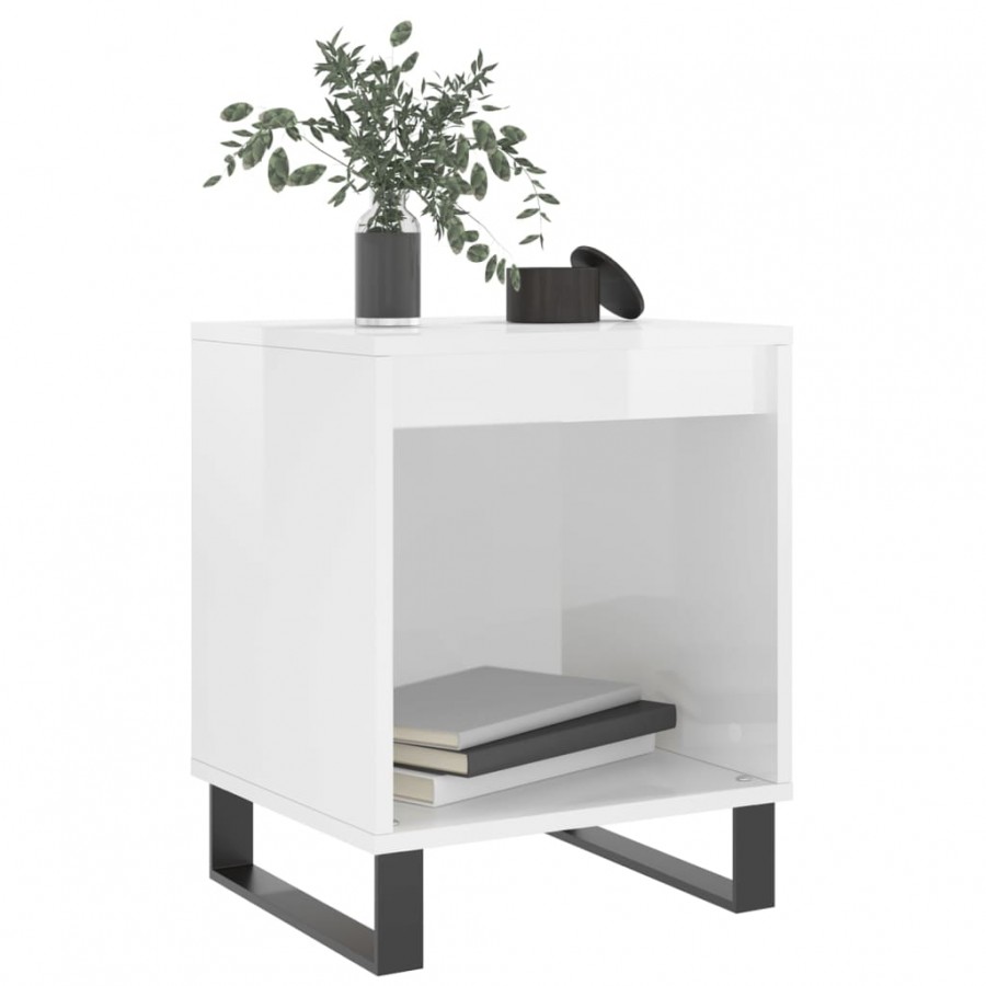 Tables de chevet 2 pcs blanc brillant 40x35x50 cm