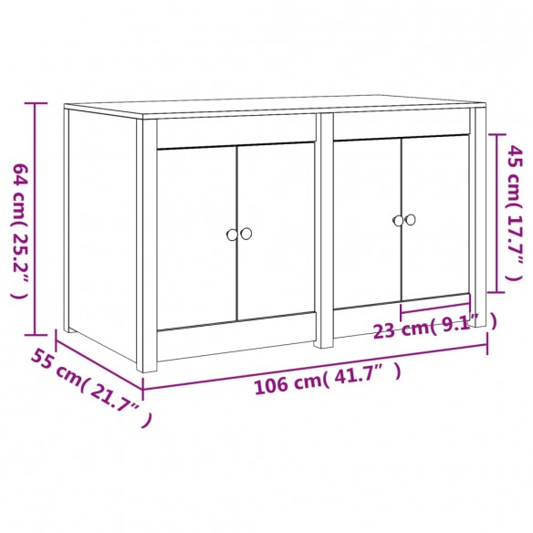 Armoire de cuisine d'extérieur noir 106x55x64cm bois pin massif