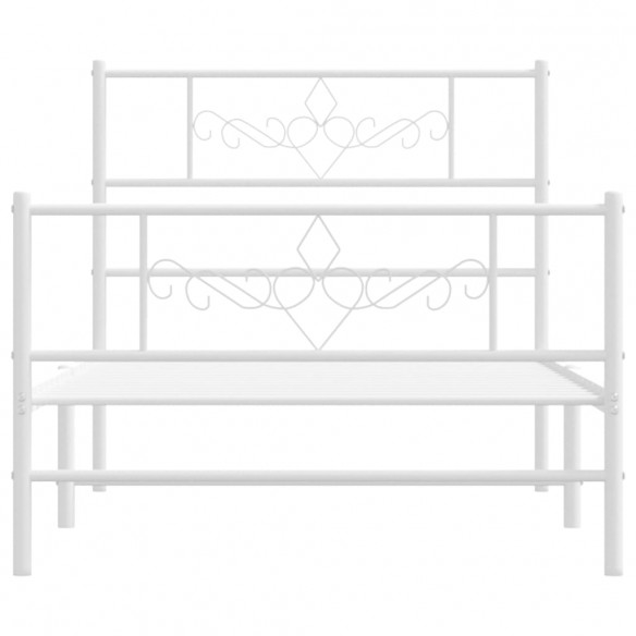 Cadre de lit métal avec tête de lit/pied de lit blanc 80x200 cm