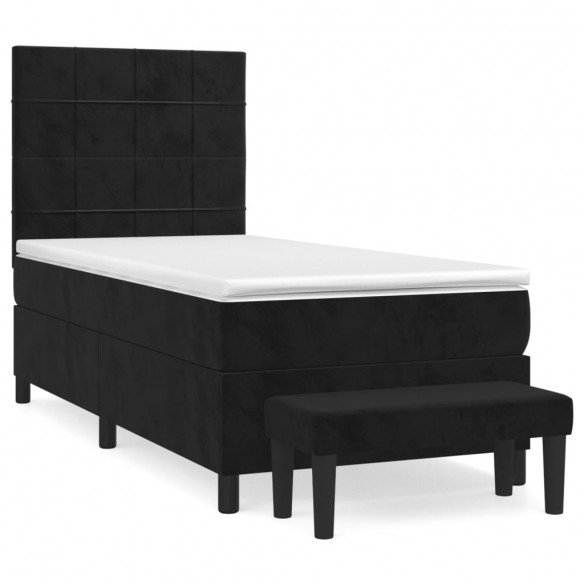 Cadre de lit avec matelas Noir 100x200 cm Velours