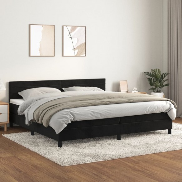 Cadre de lit et matelas Noir 200x200 cm Velours