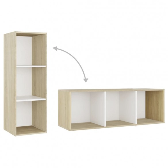 Meubles TV 2 pcs Blanc et chêne sonoma 107x35x37 cm Aggloméré