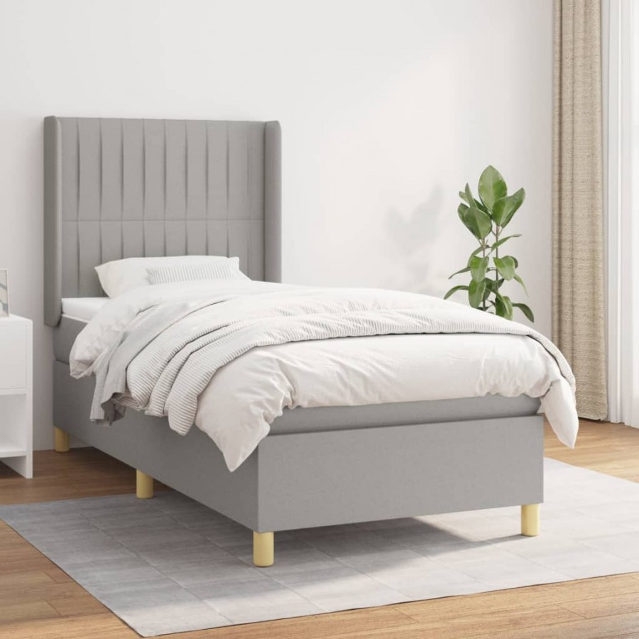 Sommier à lattes de lit avec matelas Gris clair 80x200 cm Tissu