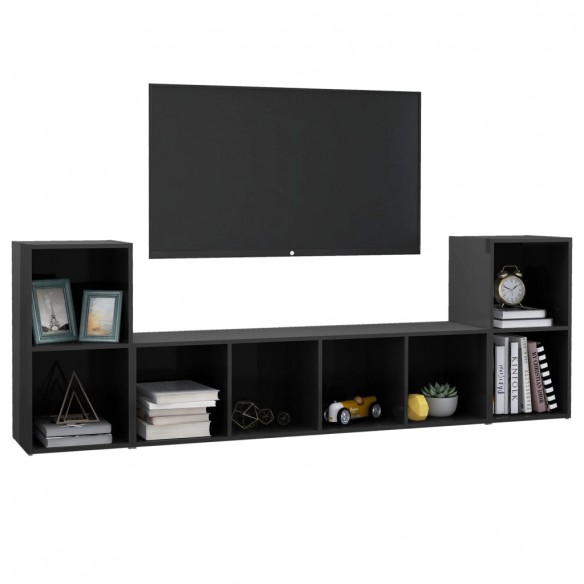 Ensemble de meubles TV 3 pcs Gris brillant Aggloméré