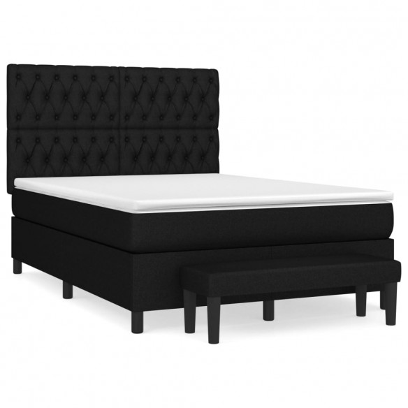 Cadre de lit avec matelas Noir 140x200 cm Tissu