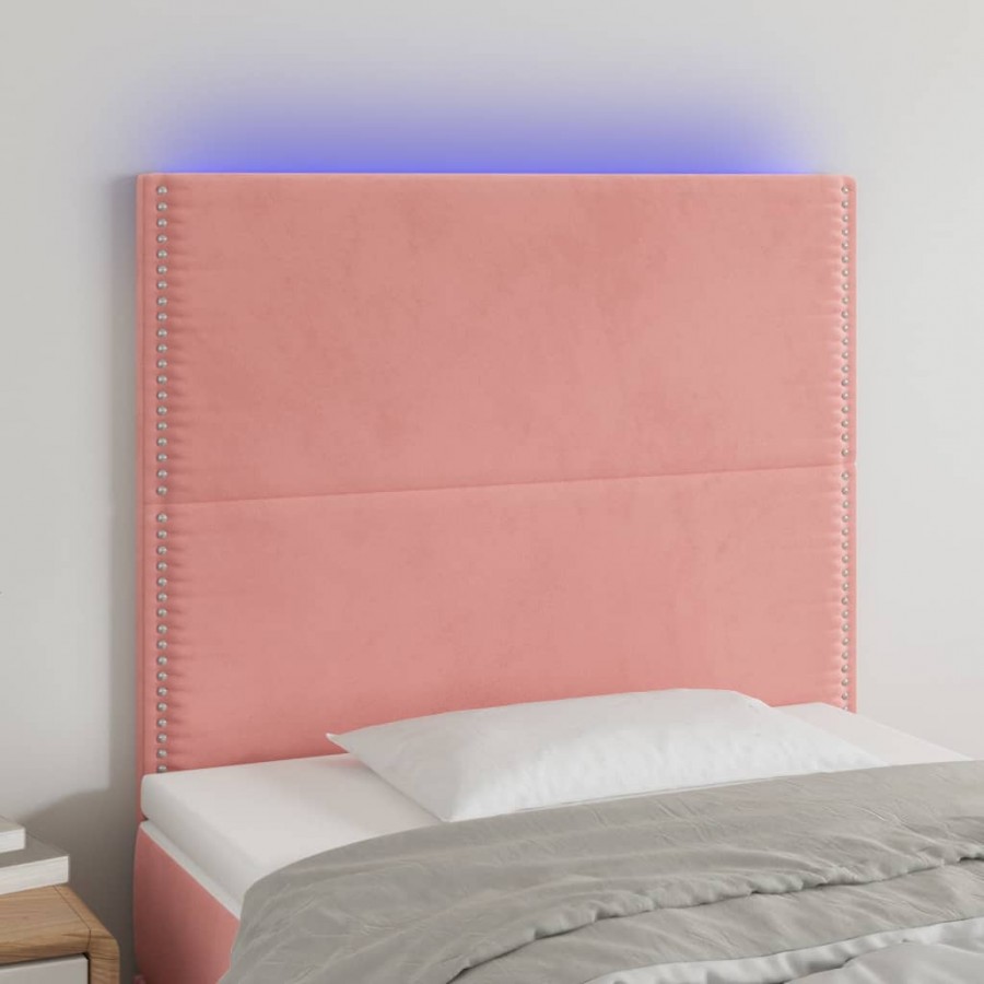 Tête de lit à LED Rose 90x5x118/128 cm Velours