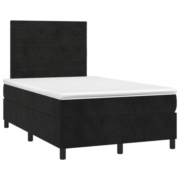 Cadre de lit avec matelas LED Noir 120x200cm Velours