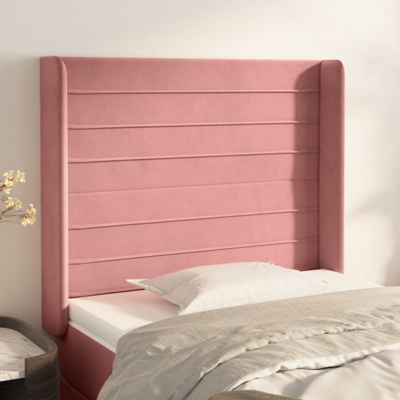 Tête de lit avec oreilles Rose 93x16x118/128 cm Velours