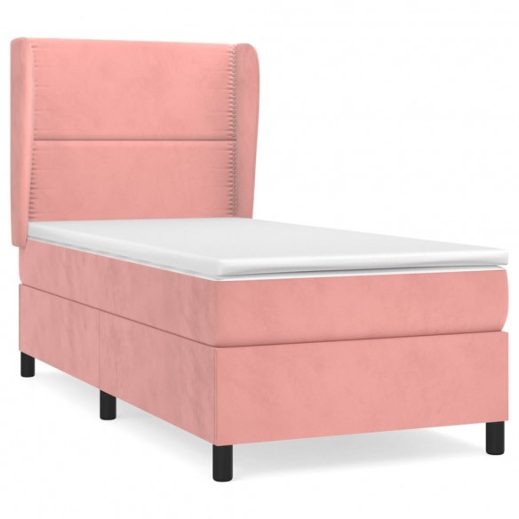 Cadre de lit avec matelas Rose 90x200 cm Velours