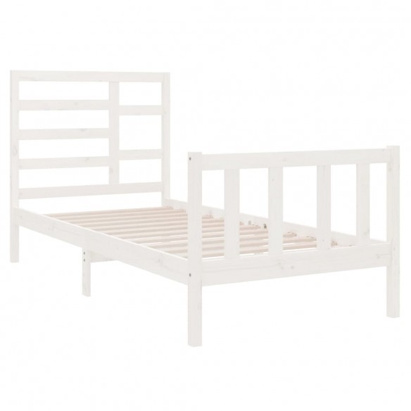 Cadre de lit Blanc Bois massif 75x190 cm Petit simple