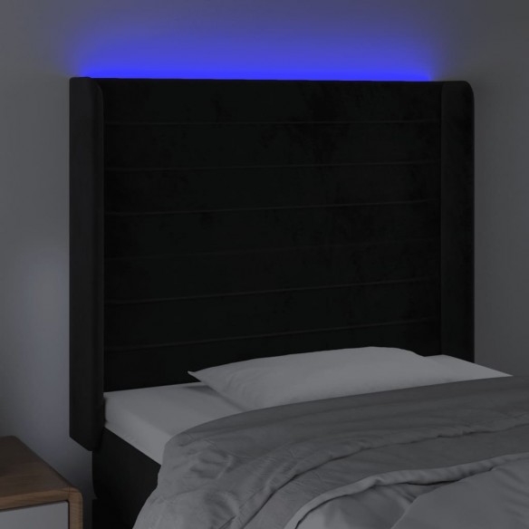 Tête de lit à LED Noir 83x16x118/128 cm Velours
