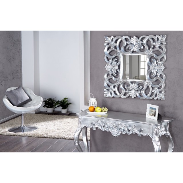 Miroir mural style baroque teinté argent