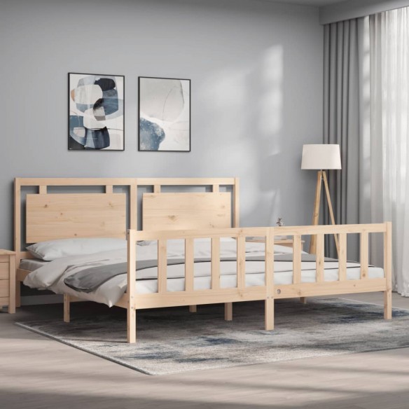 Cadre de lit avec tête de lit 180x200 cm bois massif