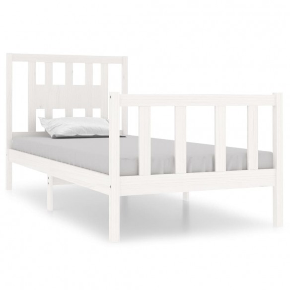 Cadre de lit Blanc Bois massif 75x190 cm Petit simple