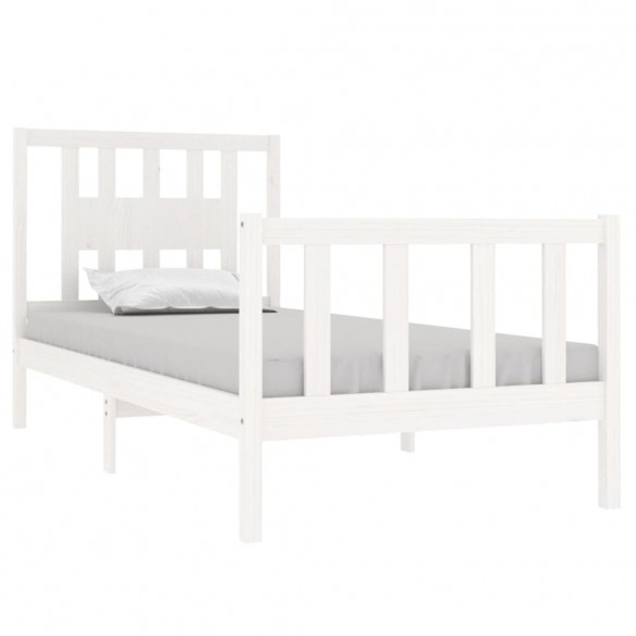 Cadre de lit Blanc Bois massif 75x190 cm Petit simple