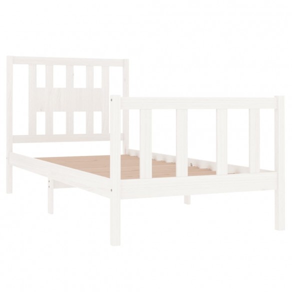 Cadre de lit Blanc Bois massif 75x190 cm Petit simple